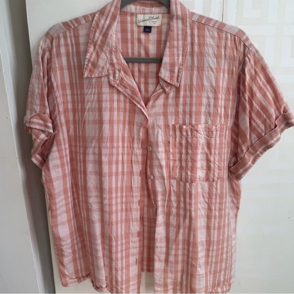 Universal Thread Pink Plaid Button Down Shirt